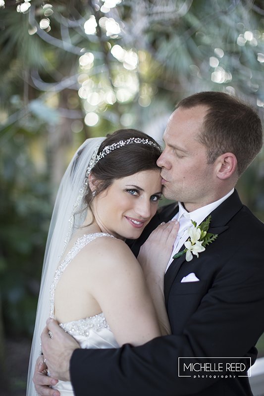 Romantic photo of bride and groom