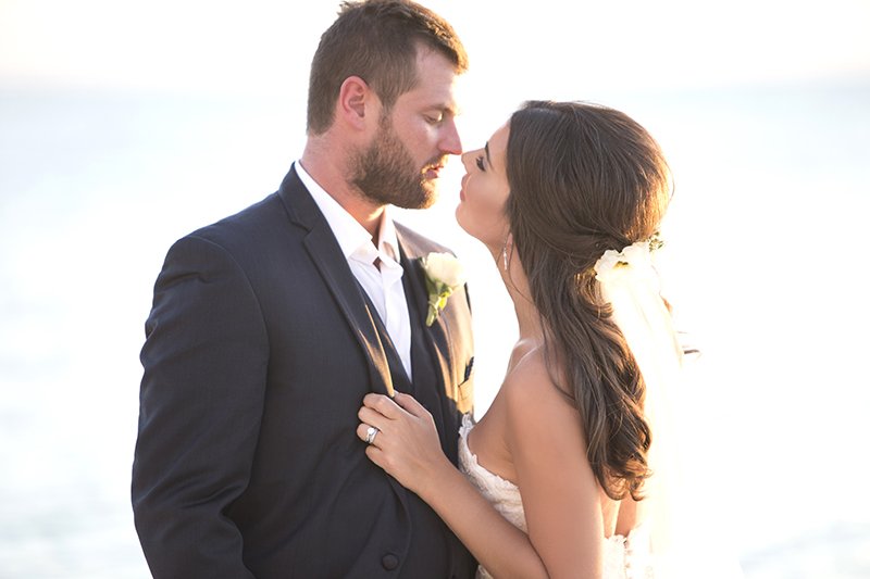 Romantic photo of bride and groom 